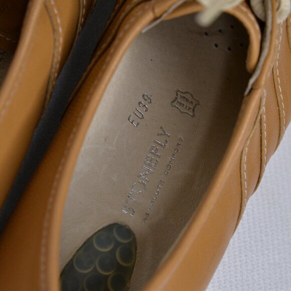 Stonefly Tan Leather Sneakers Sz 8 - Picture 5 of 8